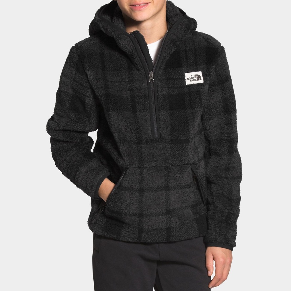 The North Face  Boys‎ Campshire Plaid Pullover Sherpa  Fleece Hoodie